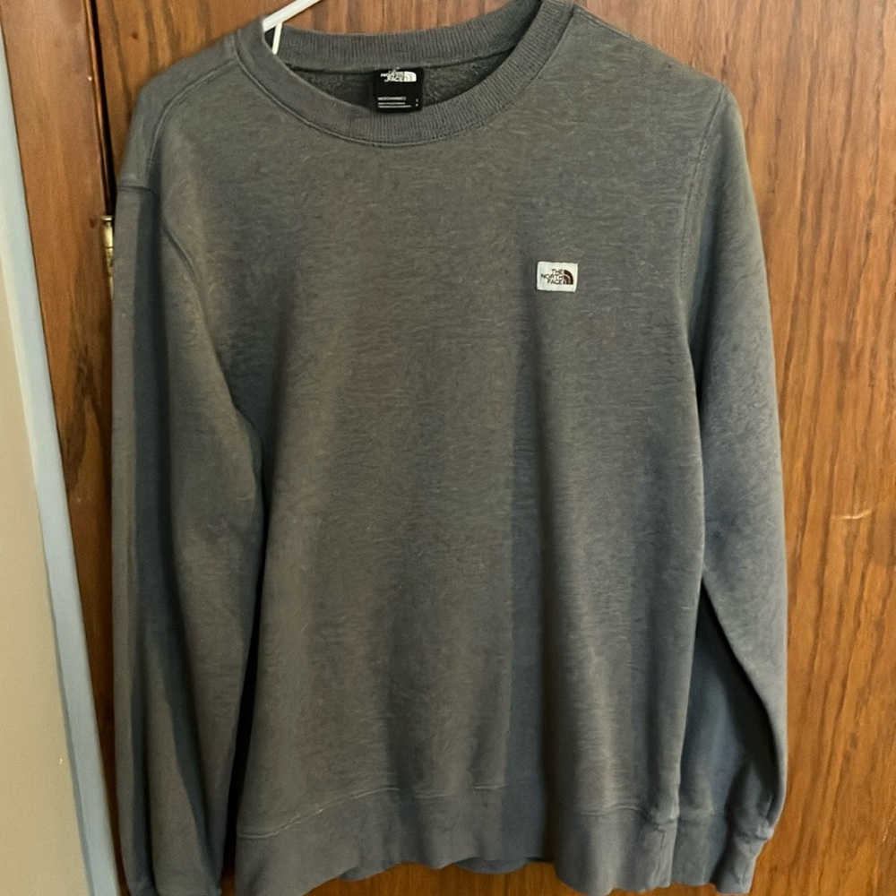 The North Face Gray Crewneck Sweater with Subtle Logo